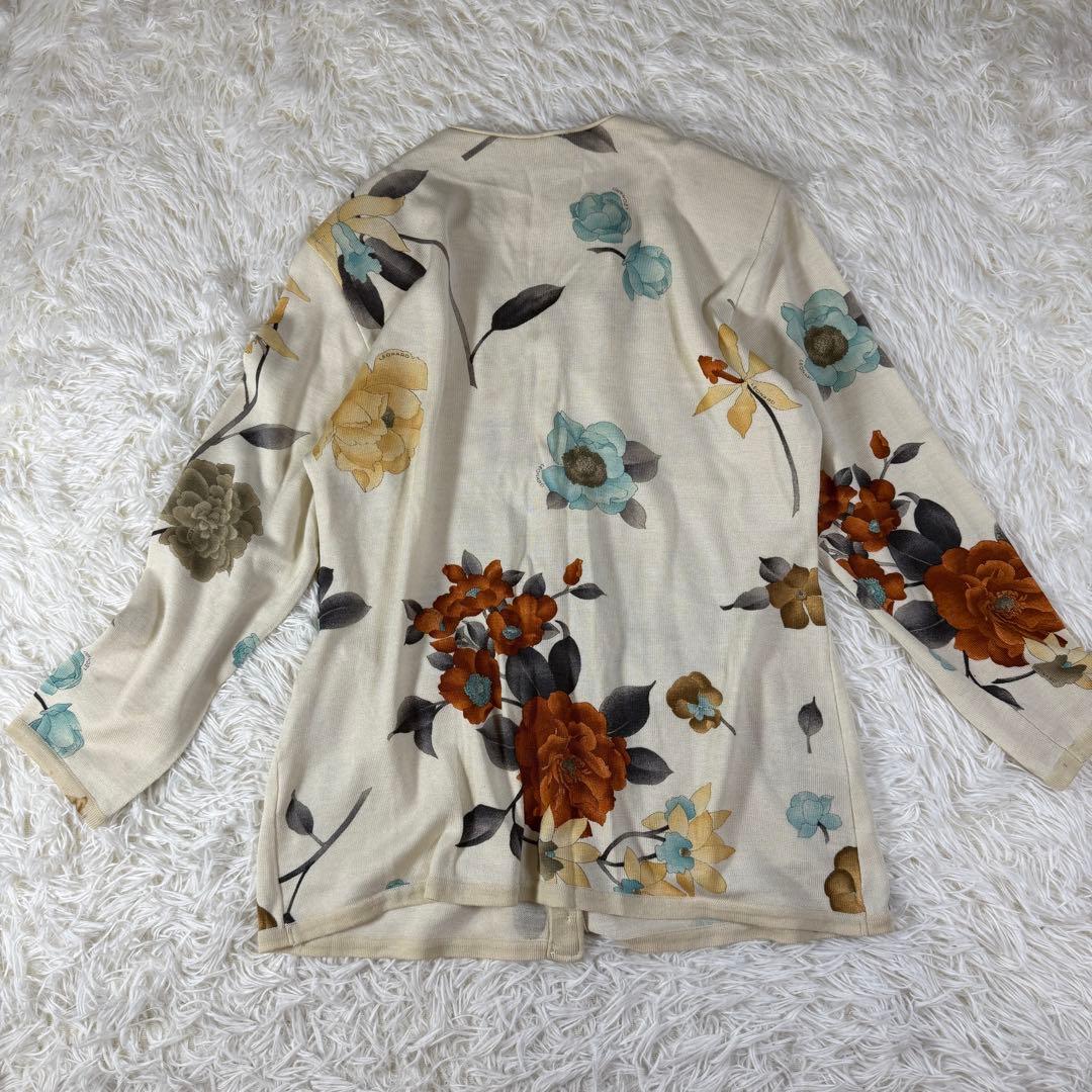 LEONARD FASHION ニットカーディガン 金ボタン ウール シルク混