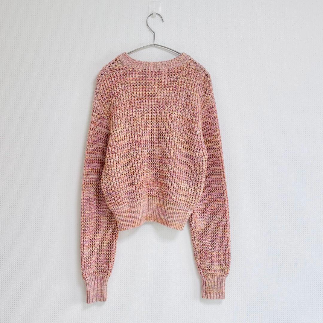 美品✨CABaN コットンカシミヤ ミックスワッフル　ニットカーディガン ピンク