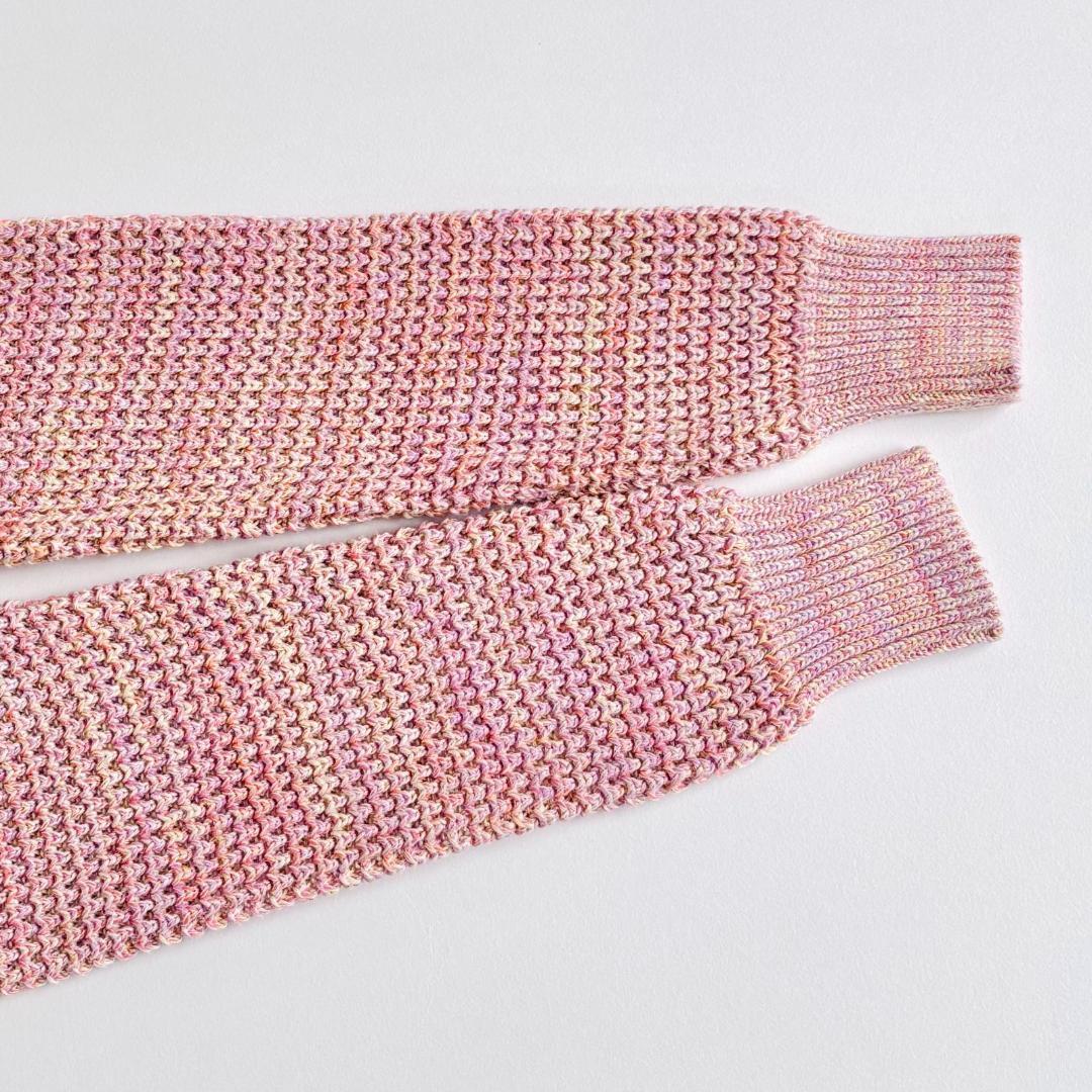 美品✨CABaN コットンカシミヤ ミックスワッフル　ニットカーディガン ピンク