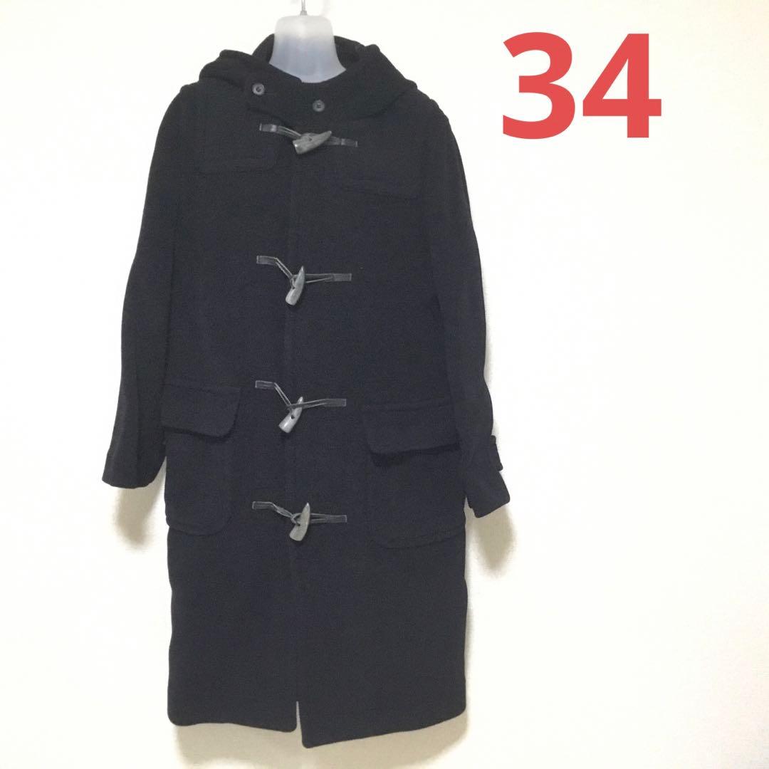 OLD ENGLAND ダッフルコート 黒 ブラック 34 WOOL 毛100％
