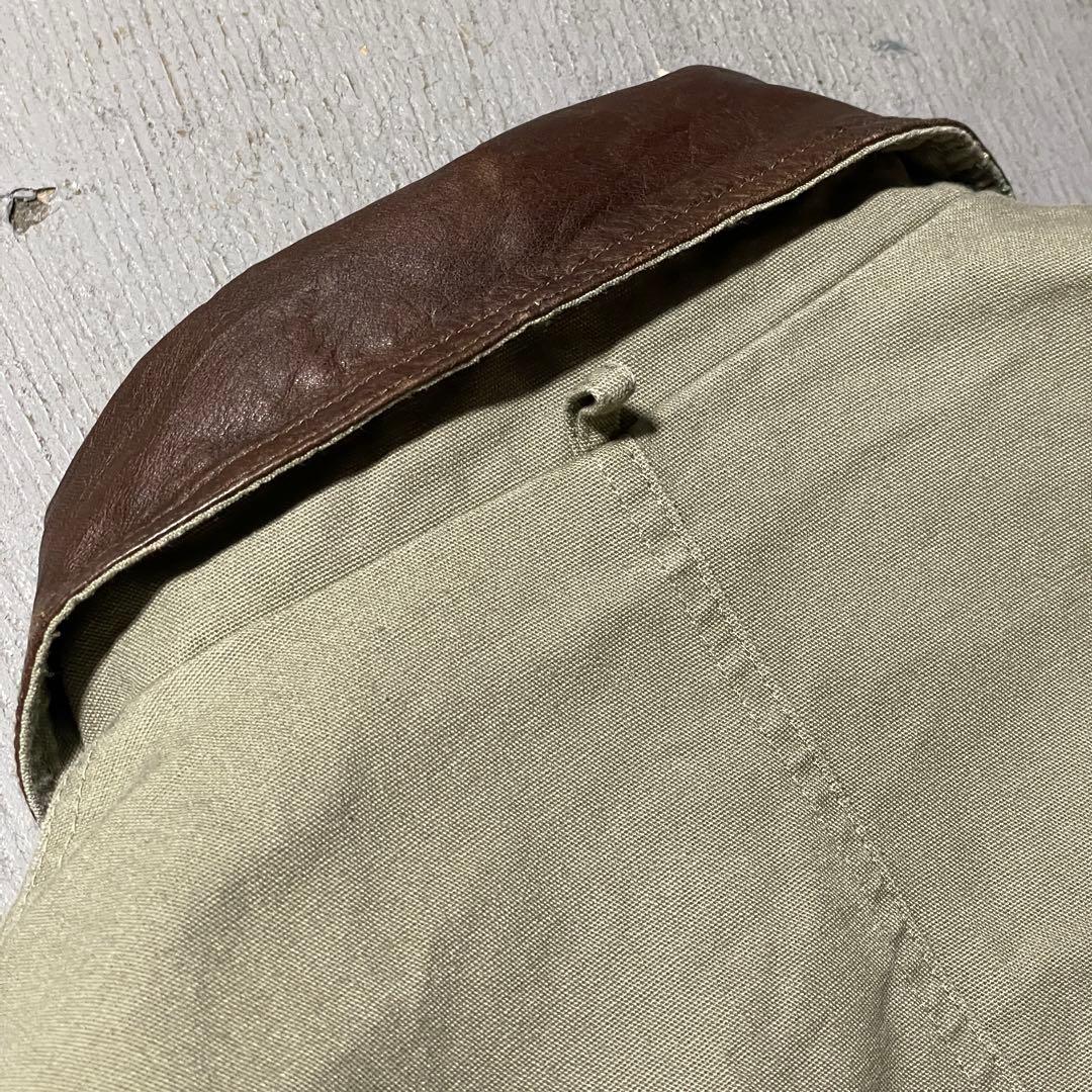 レザー襟 ダックジャケット XL 企業ロゴ 刺繍