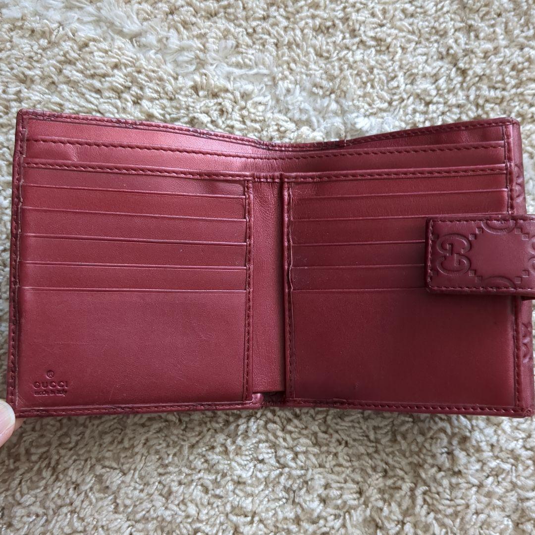 GUCCI　シマレザー　ラブリーハート 　二つ折り財布