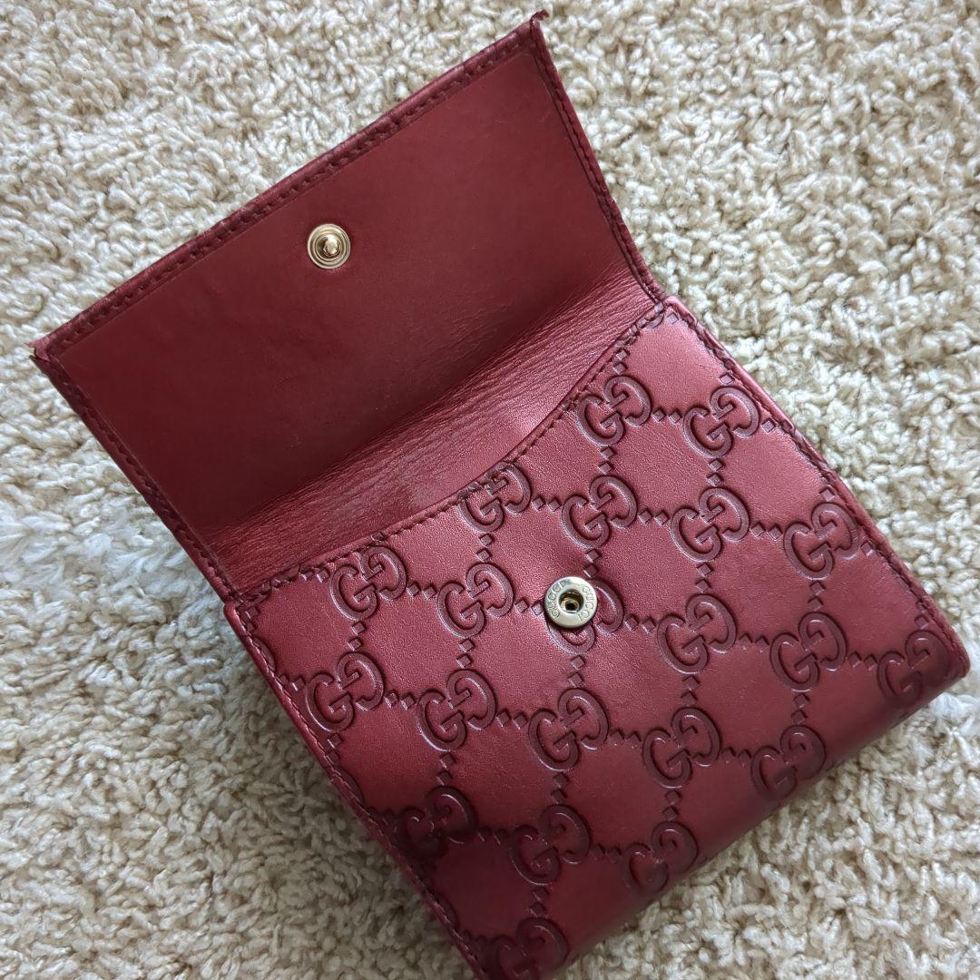 GUCCI　シマレザー　ラブリーハート 　二つ折り財布