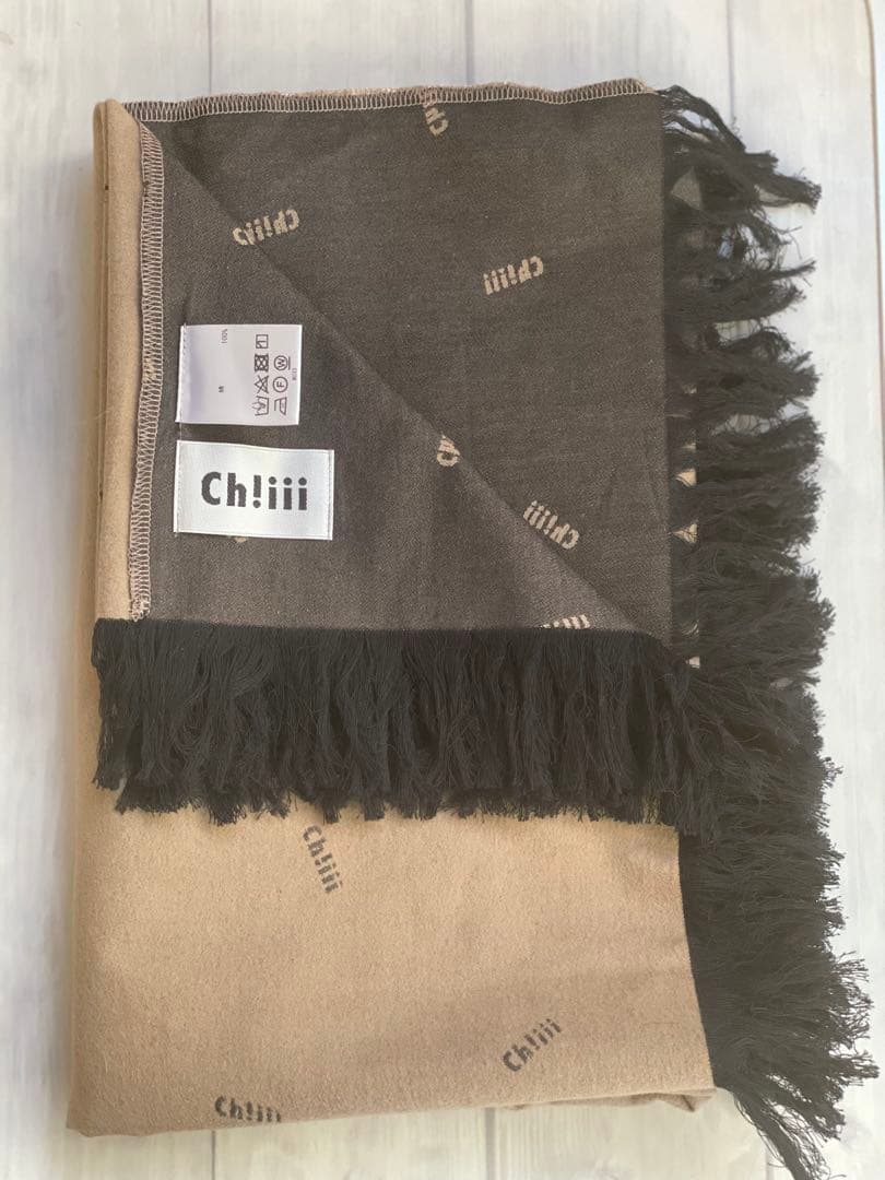 ch!iiibag ch!iiiストール　ベージュグレー　リバーシブル新品未使用