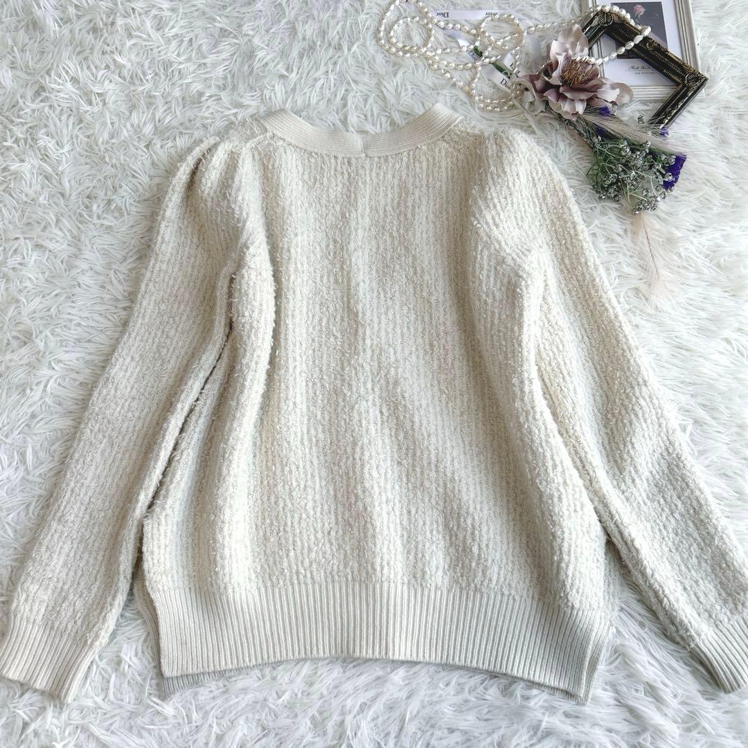 美品✨ドロワー　Drawer カシミヤフリンジニットカーディガン　アイボリーM
