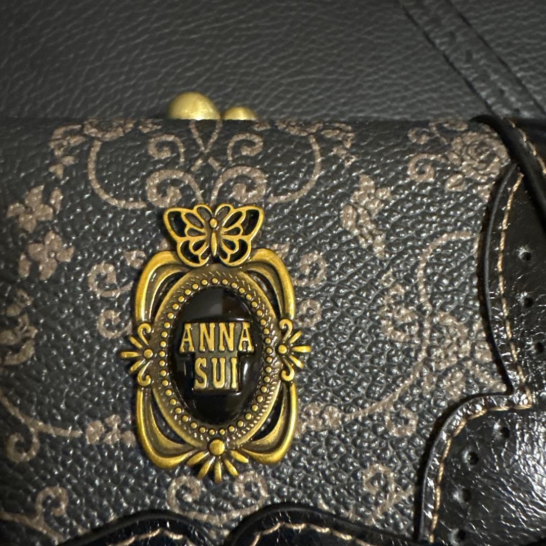 ANNA SUI 花柄 二つ折り財布 ブラック