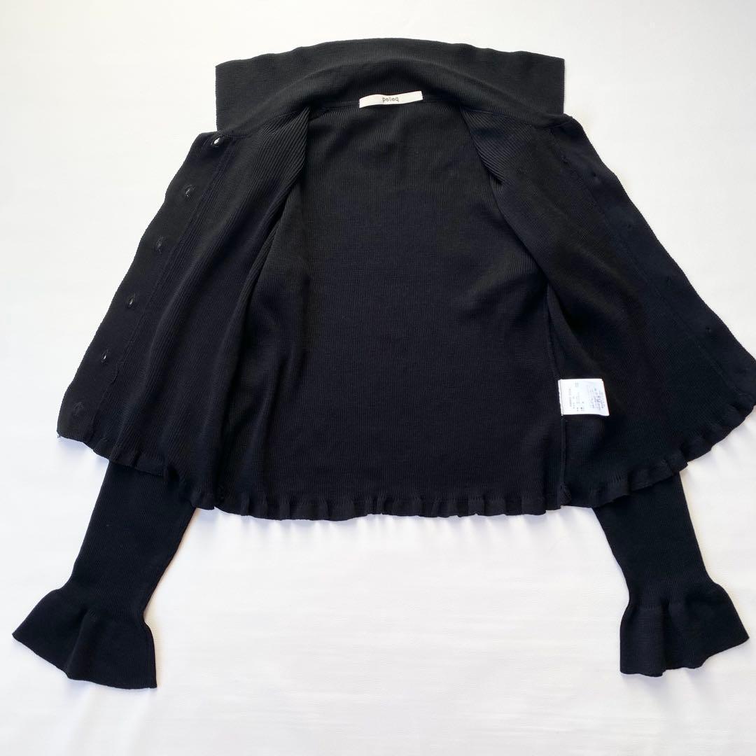 【美品】ぺレック　リブニット シャツカーディガン　24SS　クロップド　ショート