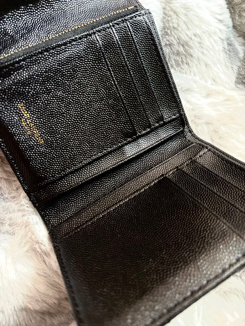 ✨*❗様 SAINT LAURENT ブラックレザー三つ折り財布