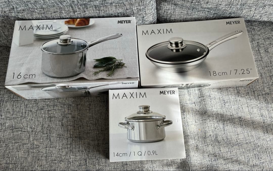 【新品未使用】マイヤー マキシム 3点　蓋付フライパン 両手鍋 片手鍋　全て蓋付