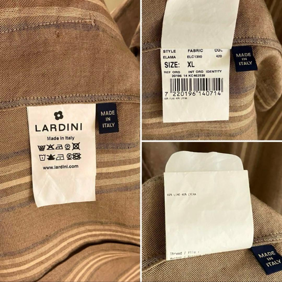 【LARDINI】 BROWN×BEIGE ストライプ リネン ジャケット