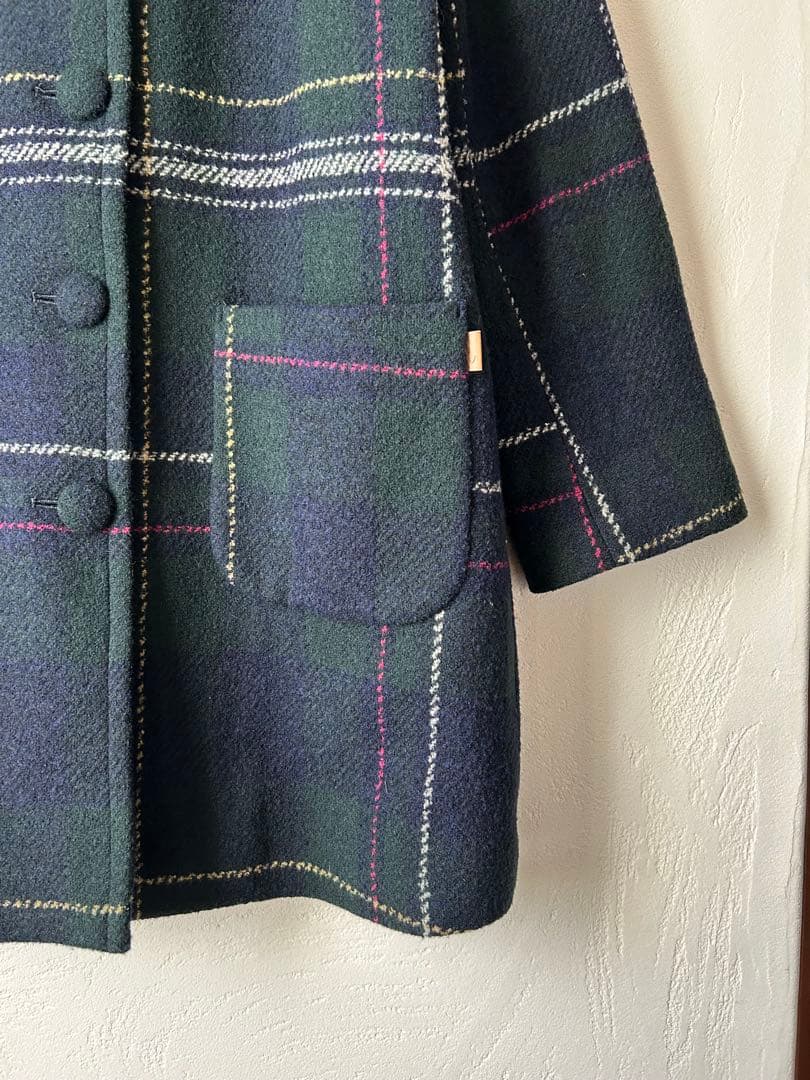 CROCODILE クロコダイル ロングコート チェック ネイビー