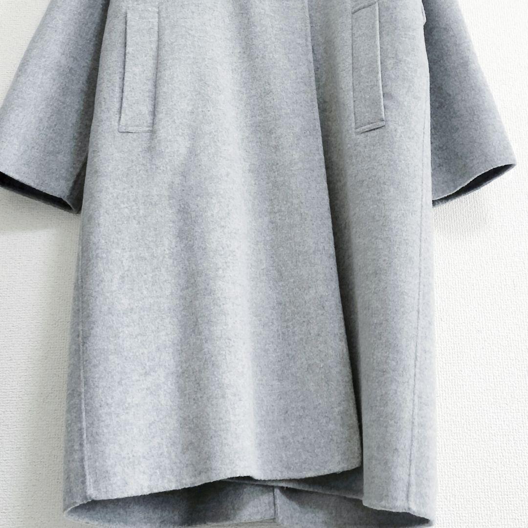 美品 UNTITLED リバーノーカラーコート グレー 38 ベルト欠品