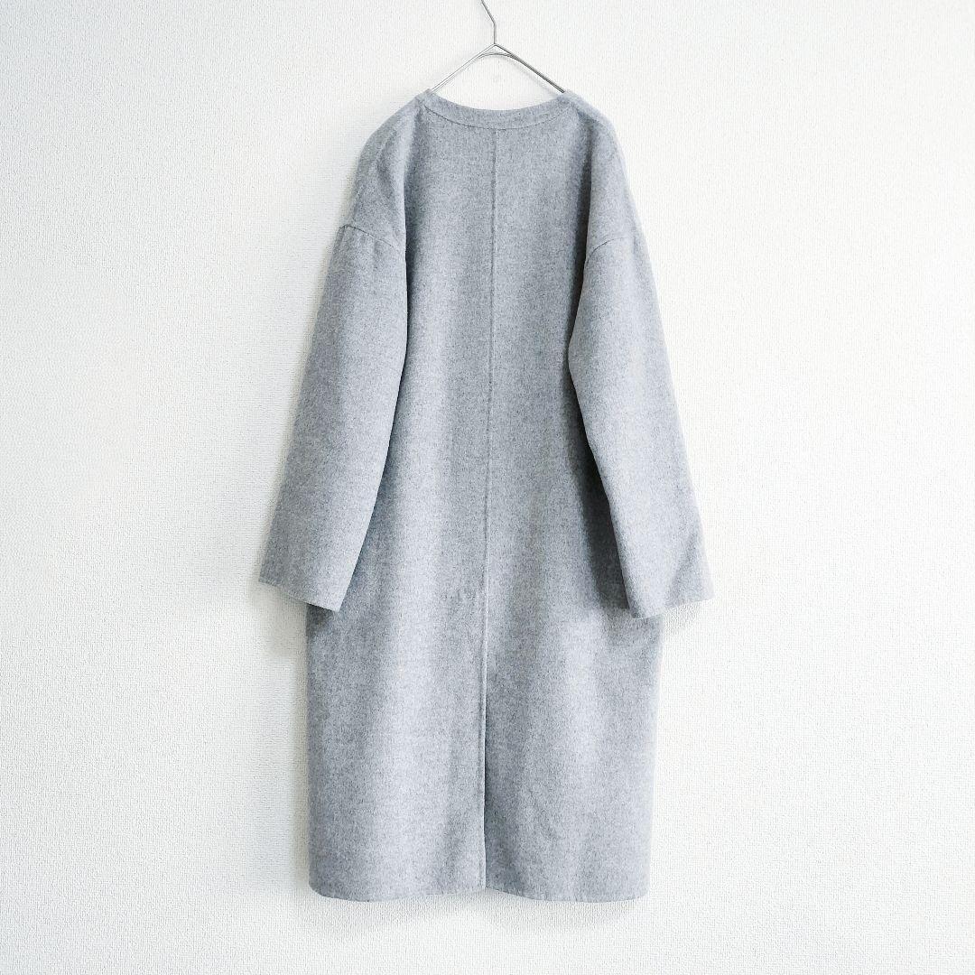 美品 UNTITLED リバーノーカラーコート グレー 38 ベルト欠品