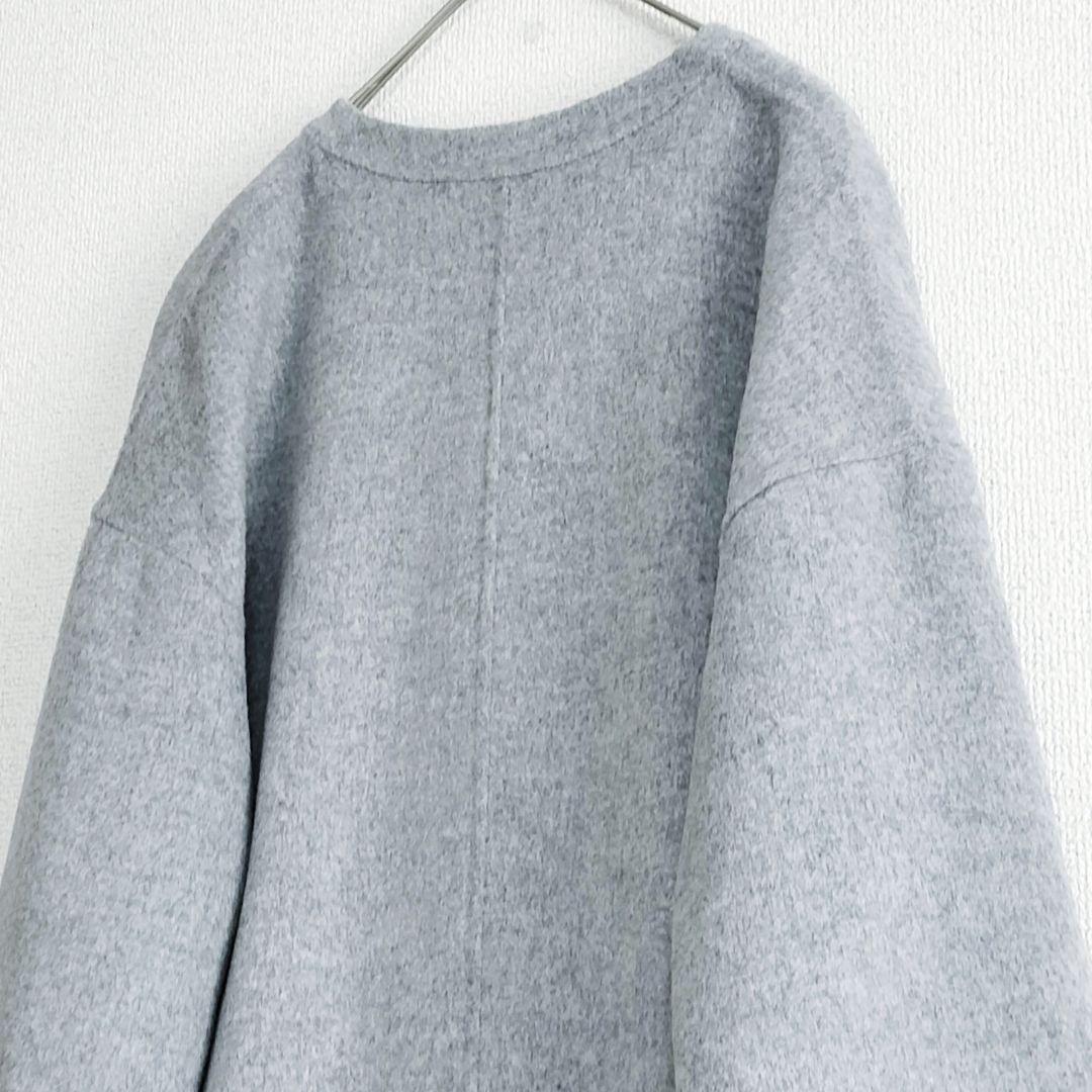 美品 UNTITLED リバーノーカラーコート グレー 38 ベルト欠品