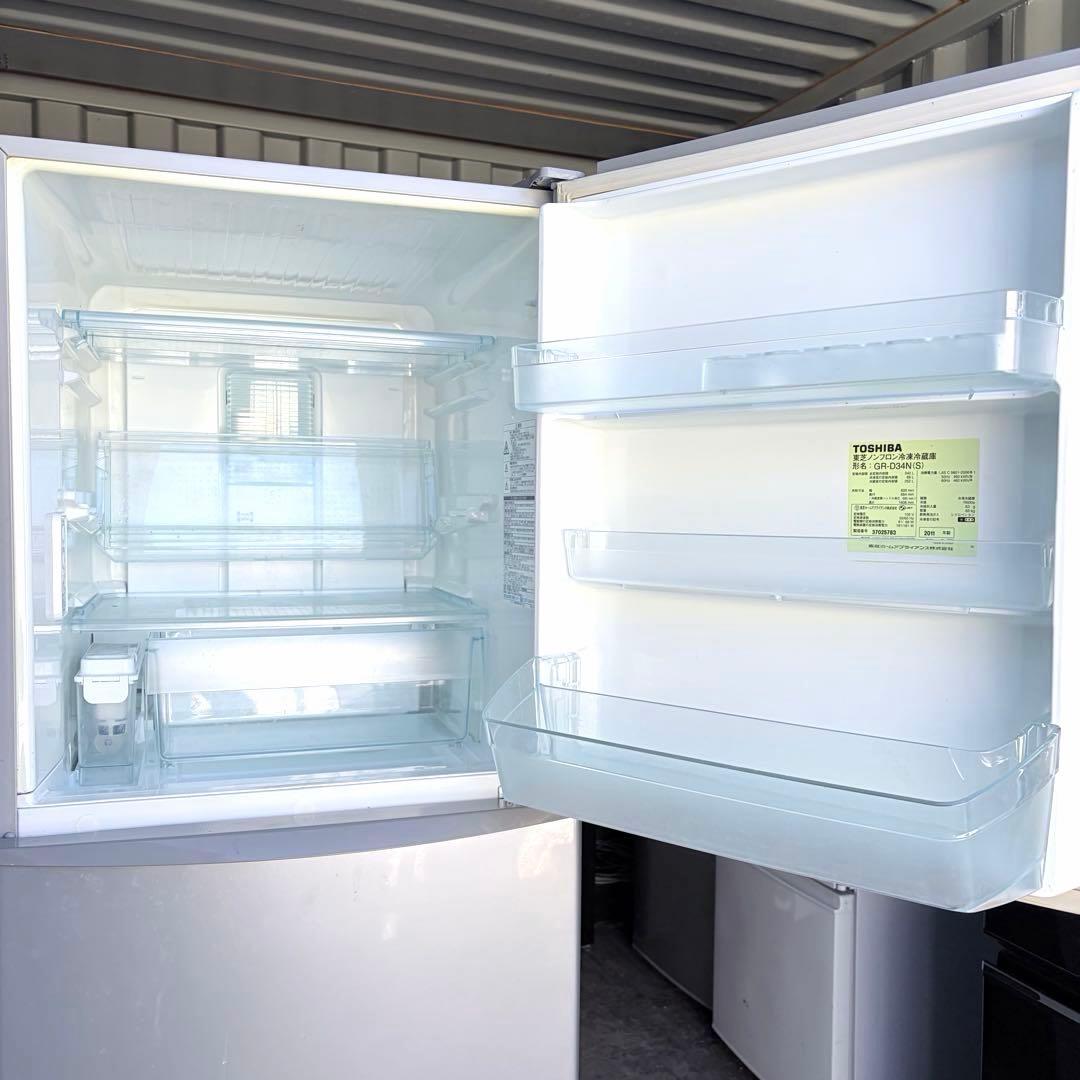運搬取付無料！シルバー純正TOSHIBAシンプル大容量3ドア冷蔵庫！完動超美品！