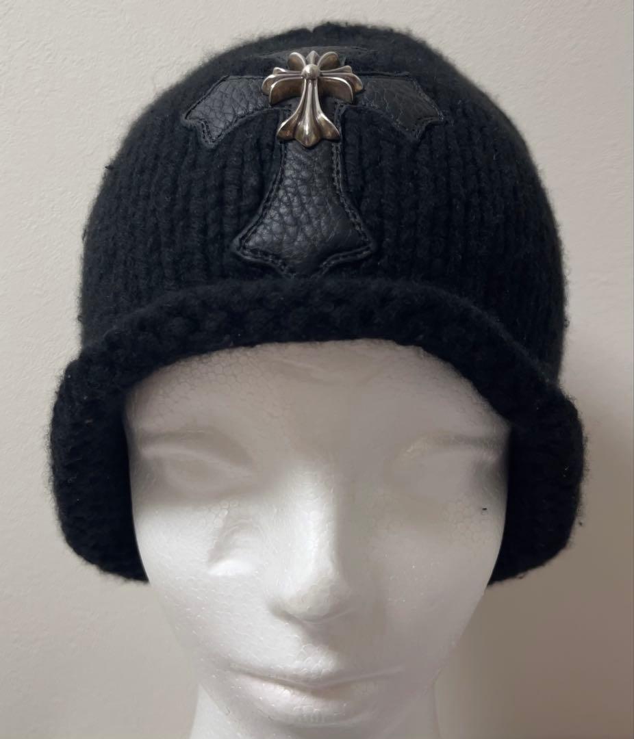 正規品【CHROME HEARTS(クロムハーツ)】ニット帽　帽子　レザー