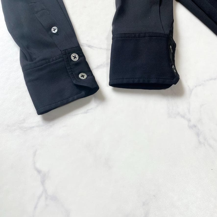 美品✨ラルフローレン シルク90 シャツワンピース シェルバックル 黒 M 9
