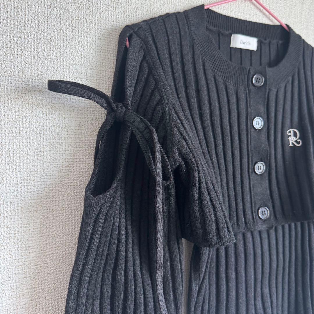 Darich ショルダーオープンアンサンブルニットトップス BLK ブラック