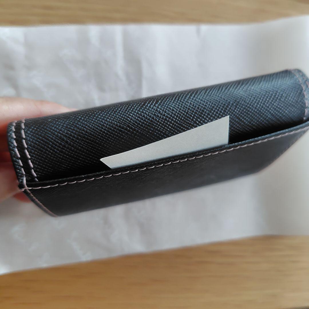 【美品】PaulSmith 名刺入れ 黒 ピンク クロスグレイン カードケース