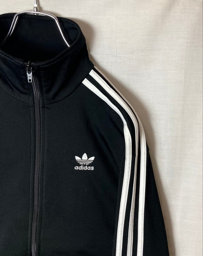 (専用)adidas刺繍トレフォイルロゴ×三本線ブラックジャージトラックJKT
