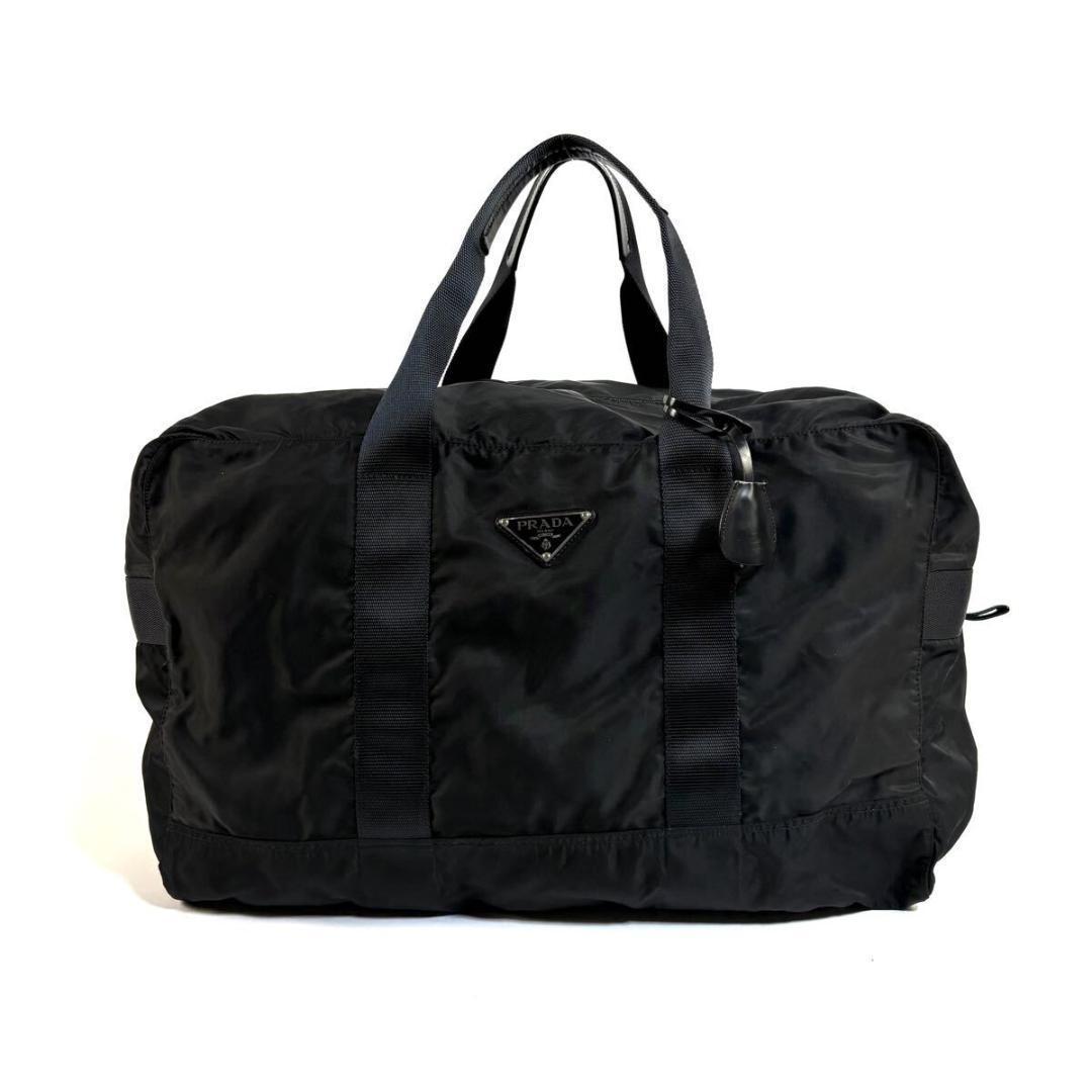 【美品】PRADA テスート ボストンバッグ プレート カデナ 付 イタリア製