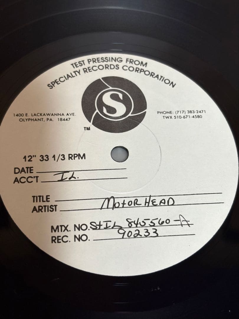 ヴィンテージ　LP TEST PRESS MOTÖRHEAD *NO REMO*