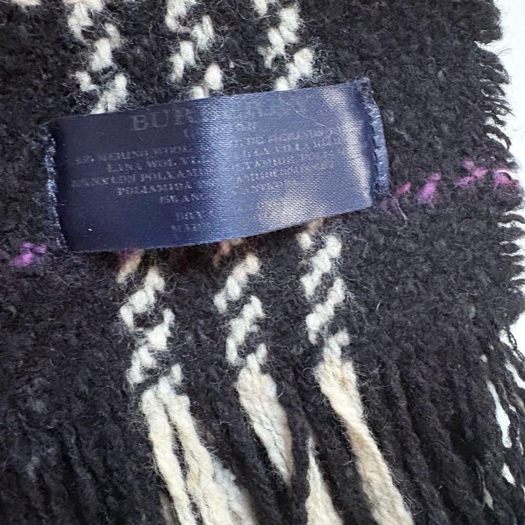 バーバリーBURBERRYLONDON アンゴラ混 チェック柄 マフラー 英国製