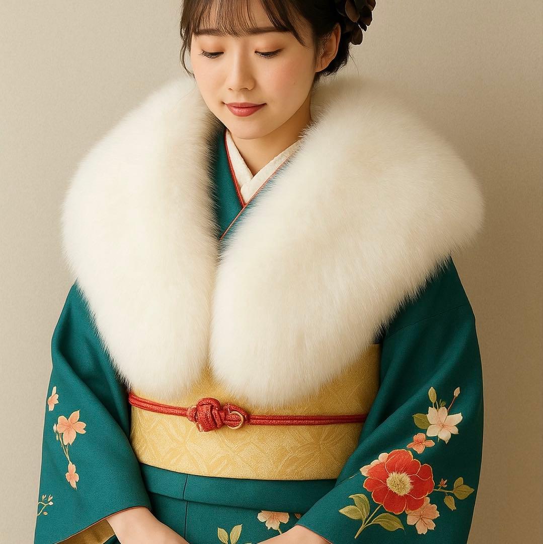 【未使用級】SAGAFOX 高級 ファー ショール ストール 大判 振袖 成人式