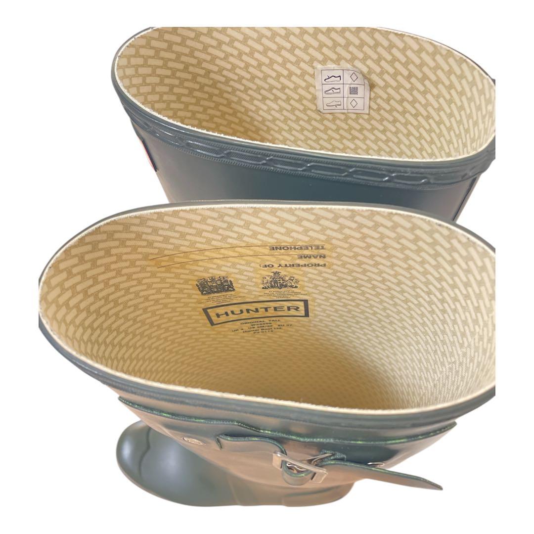 美品 HUNTER レインブーツ 23cm ダークオリーブ グリーン系