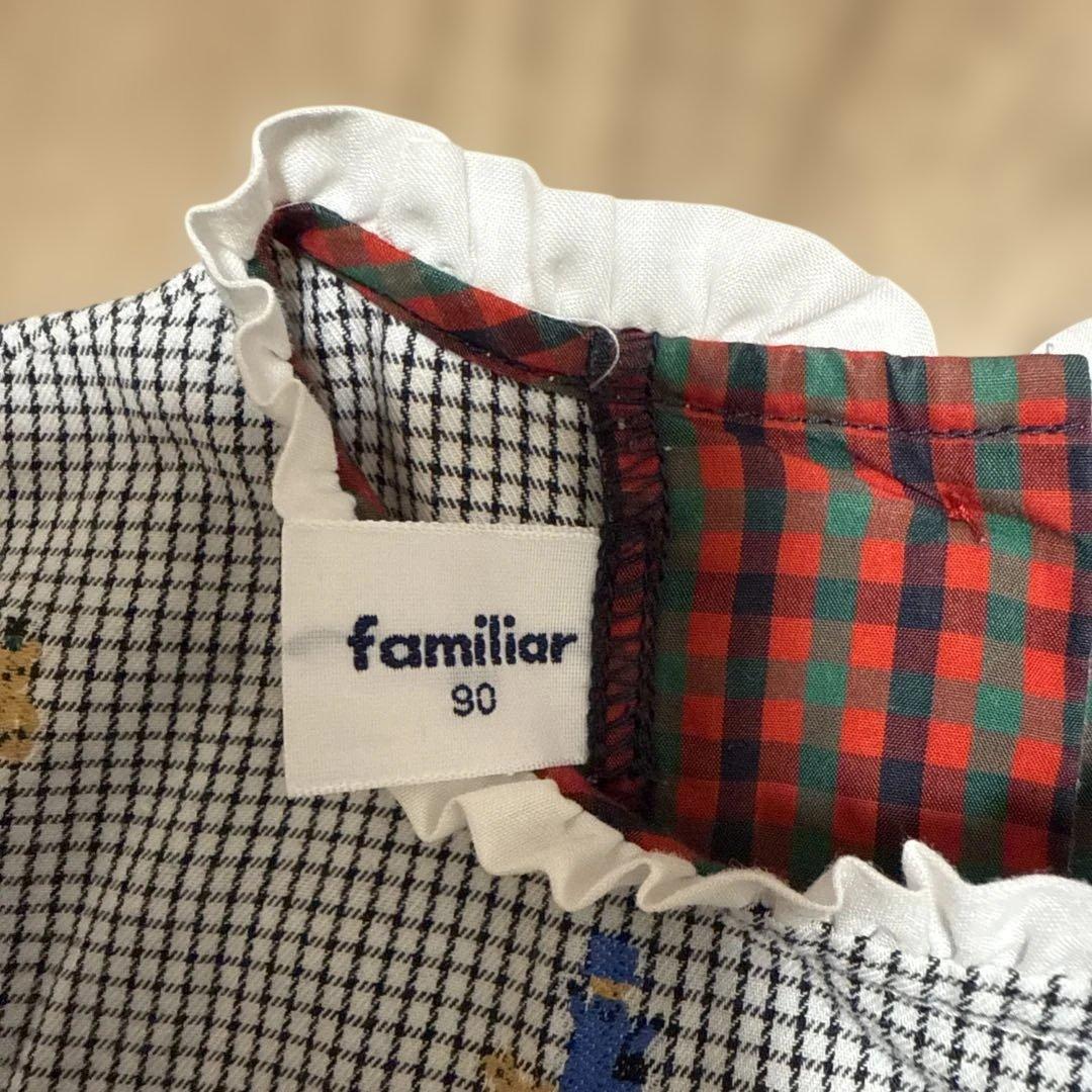 familiar チェック柄刺繍ワンピース 90