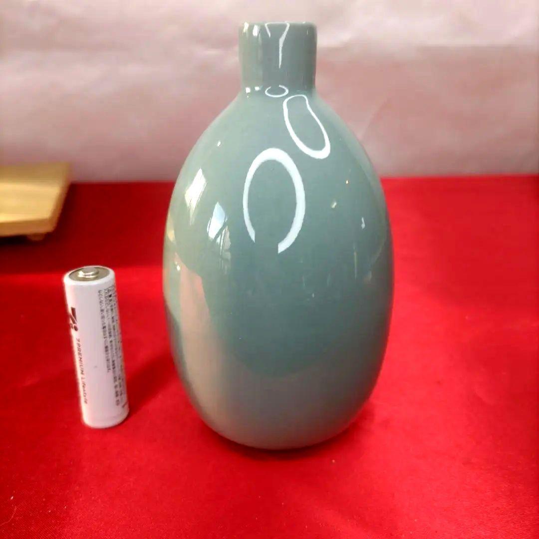 【未使用】京焼　蘇山　3代諏訪蘇山　青磁　徳利1客盃2客　酒器セット　共箱陶歴付