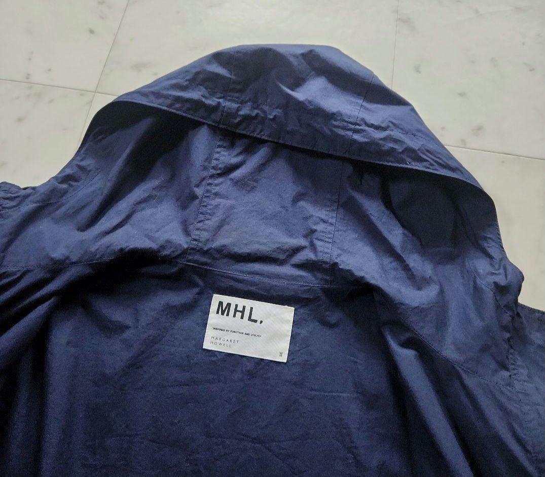 MHL. フーデットコート 綿100% 軽量 ネイビー 紺 ゆったりめ 日本製