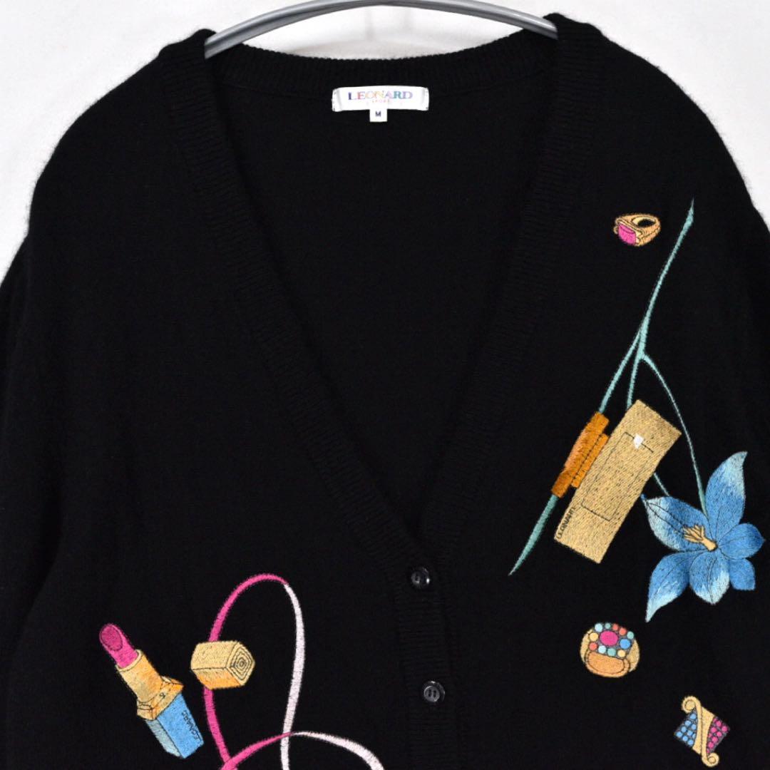 レオナール　スポーツ 刺繍 カシミヤ 100% ニット　カーディガン