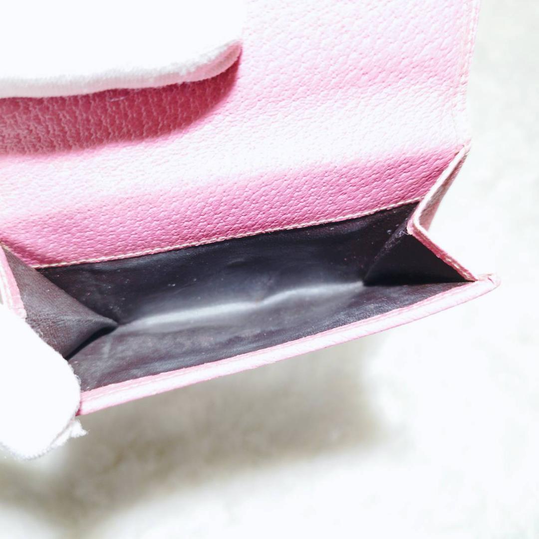 グッチ Wホック折り財布 GGキャンバス レザー ピンク チャーム
