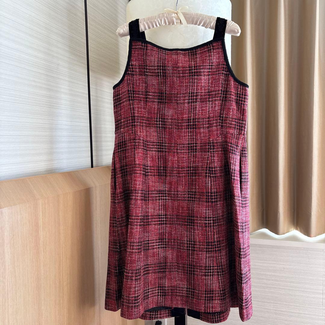 ✨Super Beauty ✨赤黒チェック ワンピース 42Lサイズ✨