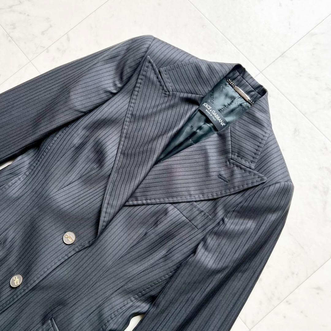 DOLCE&GABBANA DGロゴボタン ピンストライプ テーラードジャケット