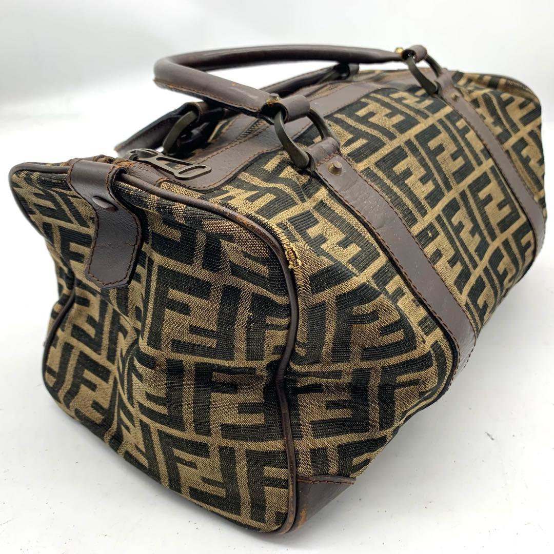 FENDI ズッカ柄 ボストンバッグ　キャンバス　レザー　ヴィンテージ
