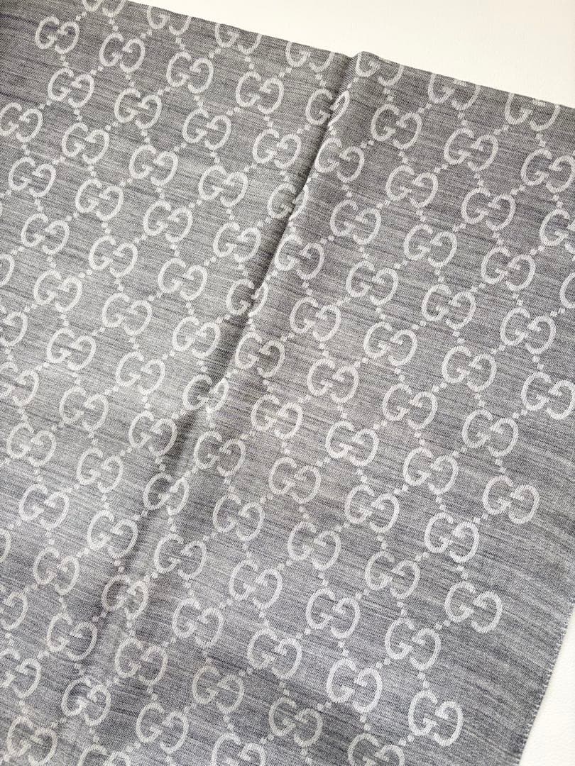 【タグなし】GUCCI GGロゴ リバーシブル ストール　グレー