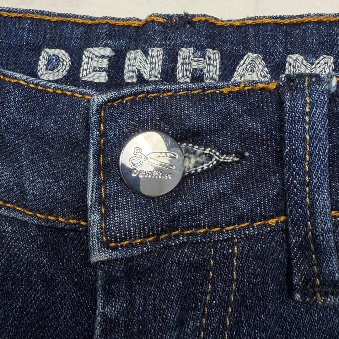デンハム　ストレッチ　デニムパンツ　24 ロゴ刺繍　紺　BARDOT WIDE