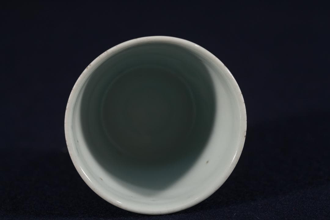 319 古瀬戸染付松鶴図蕎麦猪口　無傷　江戸中期