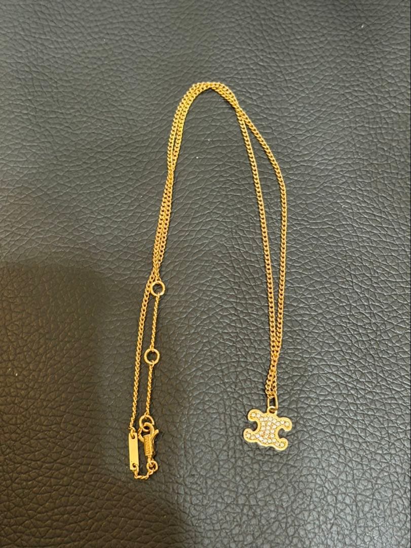 CELINE トリオンフ ラインストーン ネックレス(ゴールド) 正規品