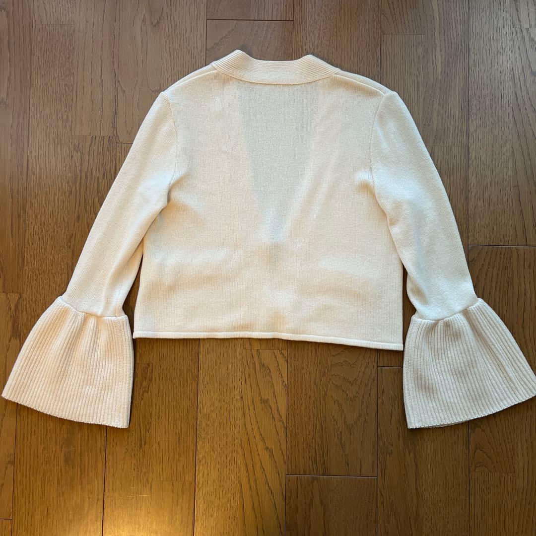 FOXEY アイボリー カシミアフレア袖 カーディガン 38