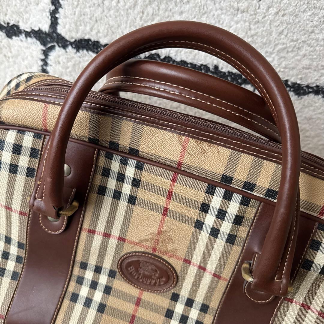 極美品　burberrys ボストンバッグ　ノバチェック　ホースロゴ　レザー