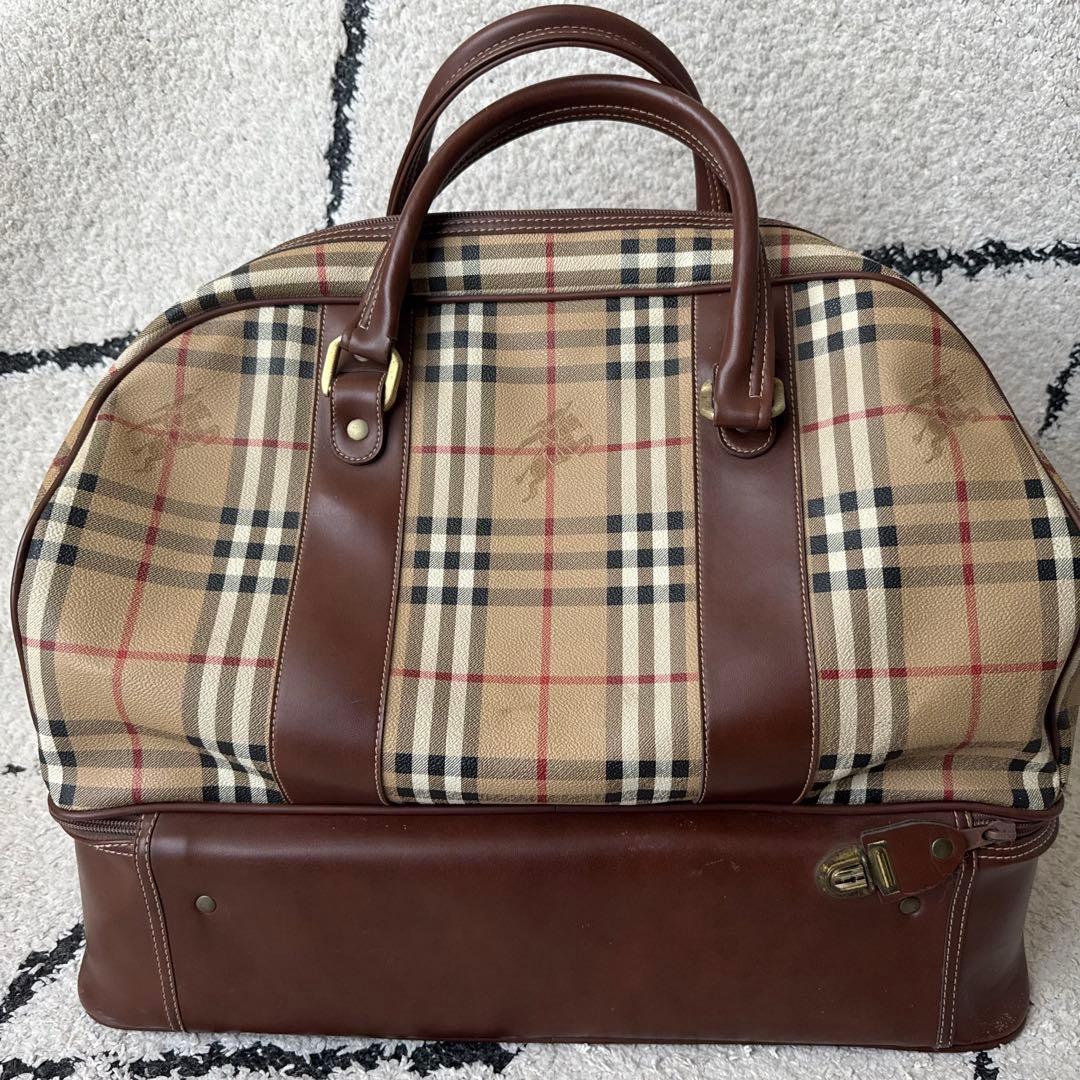 極美品　burberrys ボストンバッグ　ノバチェック　ホースロゴ　レザー