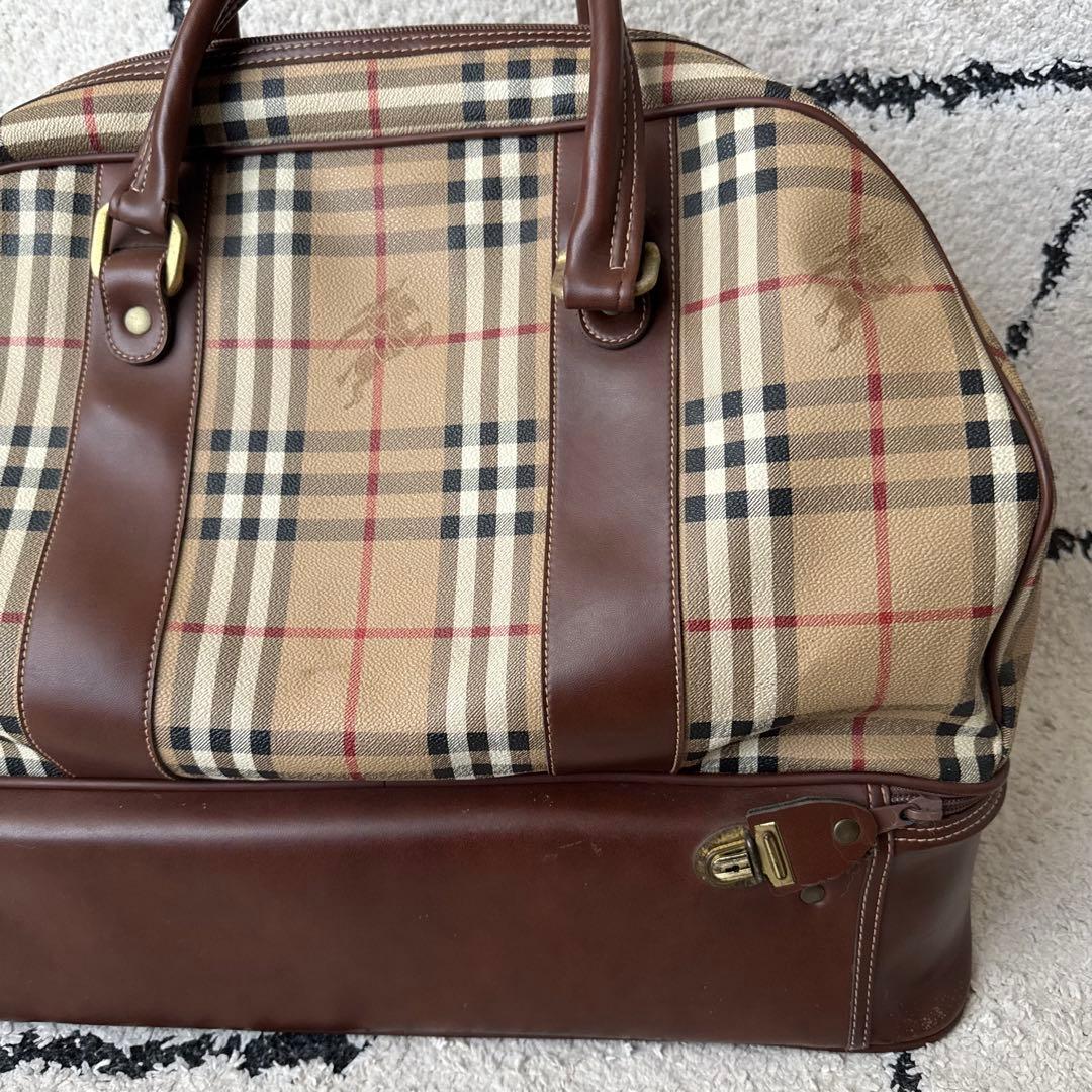 極美品　burberrys ボストンバッグ　ノバチェック　ホースロゴ　レザー