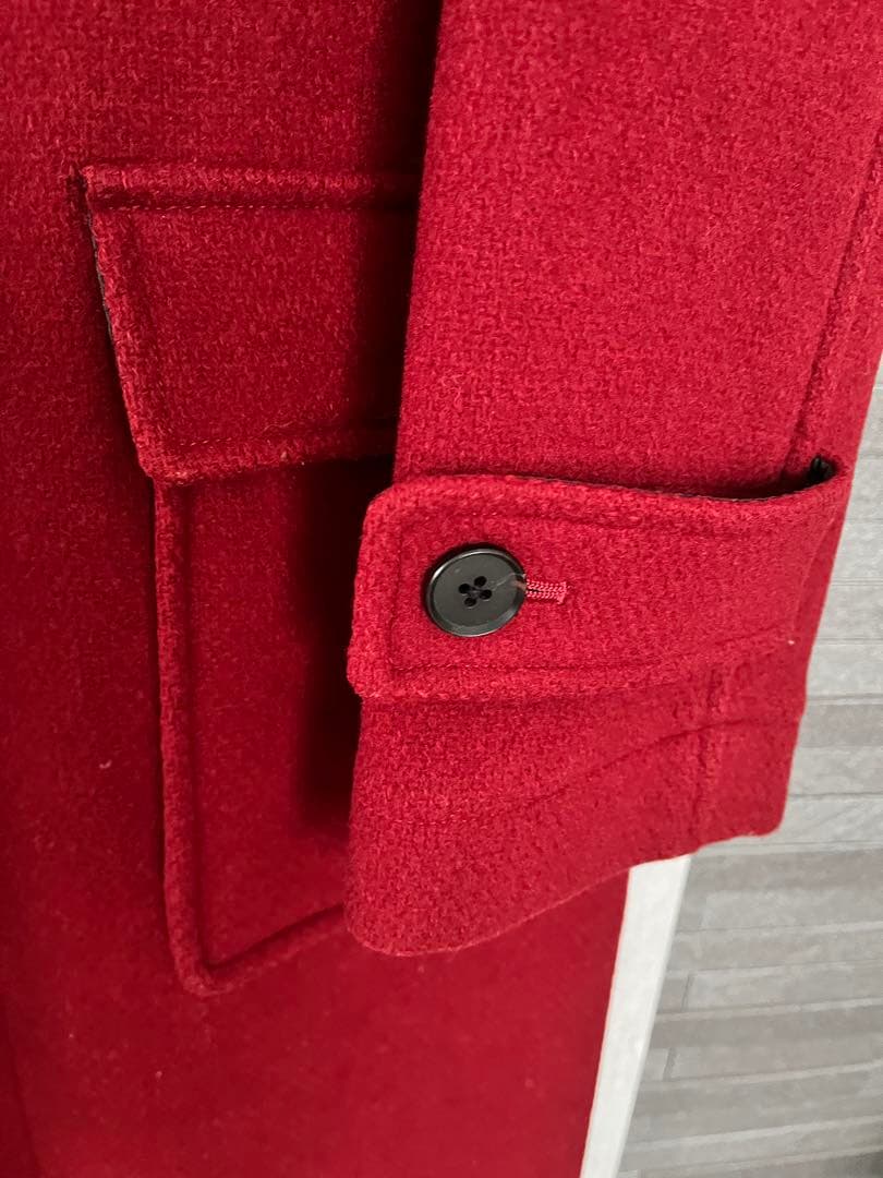 291295-HOMME 赤いロングダッフルコート