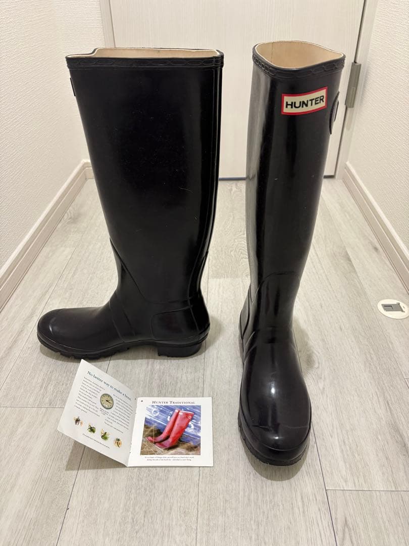 25.5〜26㎝★美品HUNTERレインブーツUK7 ハンターブーツ 長靴 紫