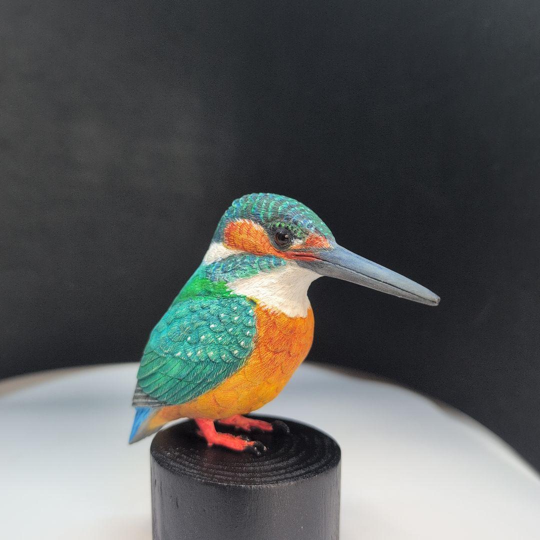 リクエスト品　カワセミ 　バードカービング 木彫りの野鳥　野鳥彫刻