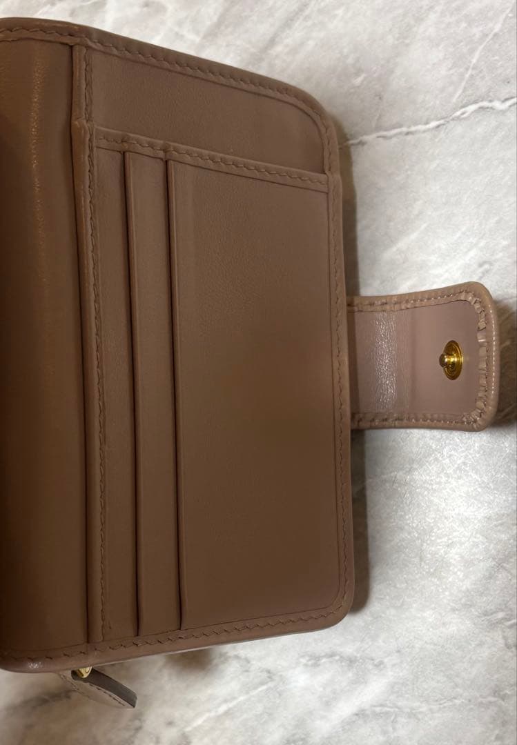 PRADA プラダ 2つ折り財布 ピンクベージュ サフィアーノ レザー ベージュ