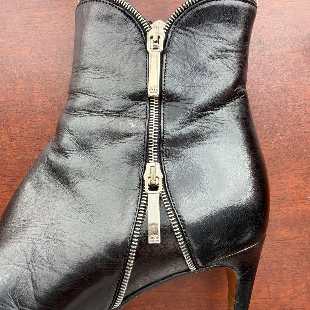Christian Dior レザー ショート ブーツ ブラック ディオール 黒